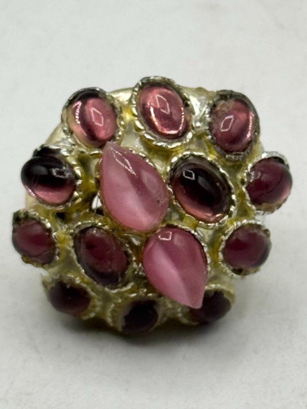 Vintage purple rhinestone adjustable cocktail ring